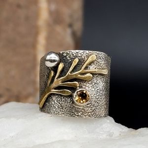 Solid Sterling Silver 925/14k Gold Ring RESERVED